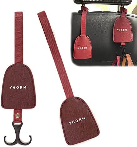 Куки за глава на седиштето на автомобилот Yhorm - 2 пакувања издржливи закачалки за легура на цинк и микрофибер за организирање чанти, торби
