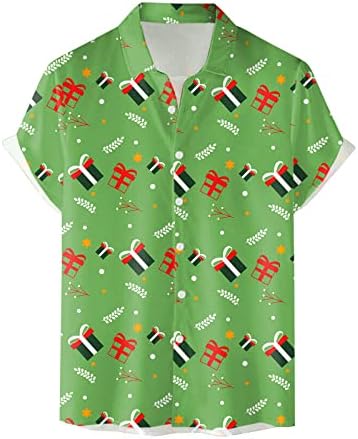 XXBR машко Божиќно копче надолу со кошули со кратки ракави 3Д смешни графички случајни хавајски кошули Божиќни забави куглави