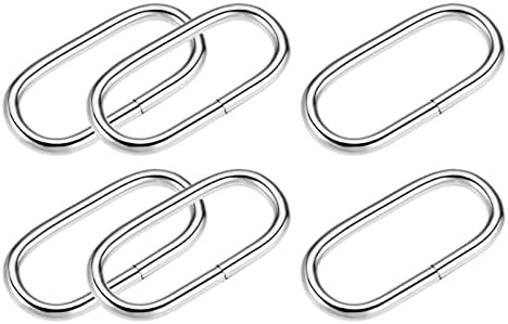 Металиксичност метални овални прстенести токи од 6 парчиња, овални прилагодувачи на слајд - за кожни чанти за чанти за чанти за чанти за поправка, сребрен тон