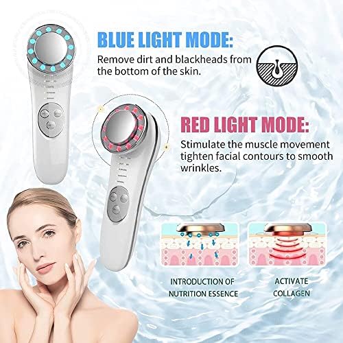 7 во 1 црвена и сина LED LED светлосна единица јонска масажер за масирање на лицето анти-стареење на фирмите за чистење на