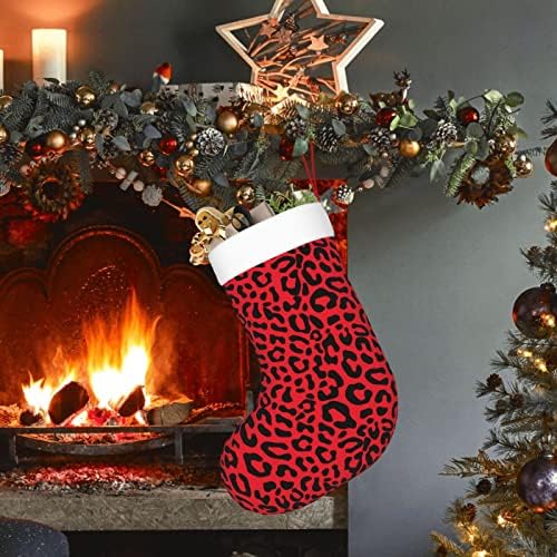 Божиќни чорапи на Аугенстерски црвени леопард хипстер двострана камин што виси чорапи
