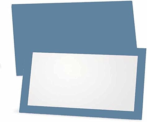 Картички за сини места - рамен или шатор - 10 или 50 пакувања - бел празен фронт со цврста граница во боја - табела за поставување Име за седишта