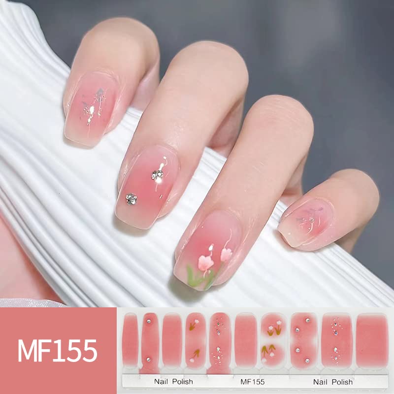 6 лист 120 парчиња обвивки за нокти Полски ленти целосни налепници розови 2Д цветни декорации сјајни сјајно лесна употреба