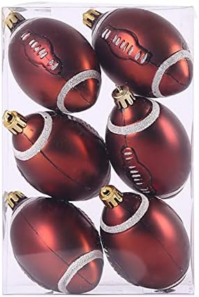Охин 6 парчиња Божиќ фудбал Божиќни топки Спортска топка тема Божиќ фудбал Божиќ виси декоративни топки новогодишни украси за Божиќна