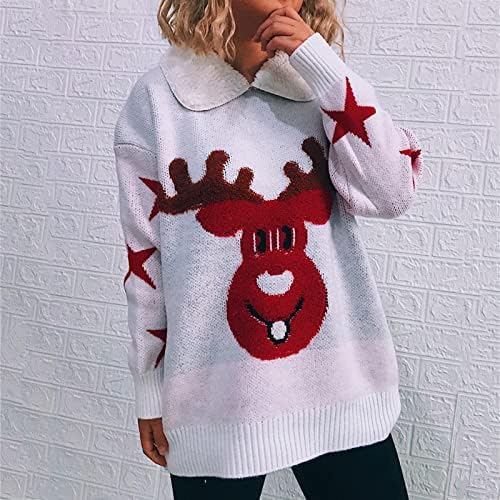Среќен Божиќен џемпер жени Дедо Мраз Дека Клаус Сале лос плетен пулвер џемпери одморен плетени џемпери врвови Божиќ