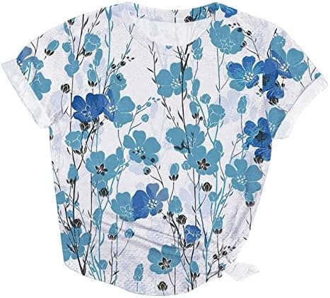 Полиестер долг ракав 2023 година, цветни кратки ракави на цвеќиња, обични модни кошули и блузи женски обичен т