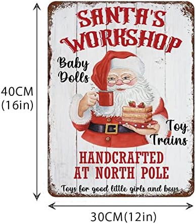 Ретро Божиќен калај знак Божиќ Дедо Мраз знаци на северниот пол wallидна плакета забава добредојде знак гроздобер wallидни украси за фарма