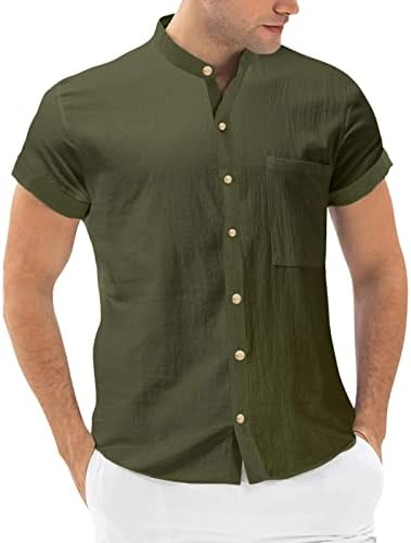 Машки кошули со краток ракав со краток ракав копче надолу со кошула со цврсти Оксфордски обични деловни кошули со џебни кошули