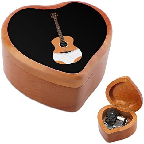 Музичка кутија со гитара дрво гроздобер музички кутии подарок за Божиќ роденден Денот на в Valentубените во форма на срце