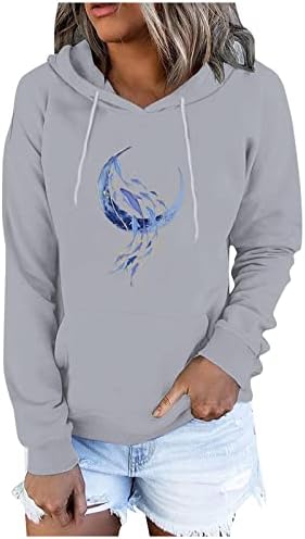 Women'sенски дуксери Туника врвови мода печатени долги ракави тенок случајна џебна кошула џемпер за џемпер на блузи блузи врвови