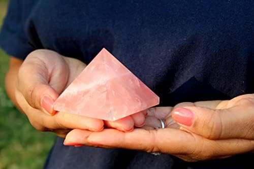 Etет Прекрасна роза кварц пирамида бесплатна брошура Jet Меѓународна терапија со кристал приближно. 1,25 Земјините елементи Реики симбол