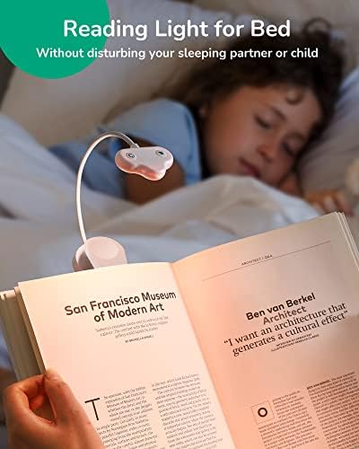 Dewenwils Edishine Book Light for Reading во кревет, USB LED ламба за полнење, обележувач за клип-он, грижа за очите за читателите,