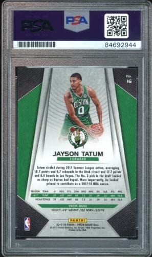2017 Panini Prizm 16 Jayson Tatum RC на картичка Бело мастило PSA/DNA Auto Gem Mint 10 - Непотпишани кошаркарски картички
