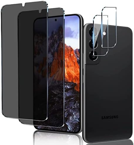 ЛЕТАНГ [2+2 Пакет] Заштитник На Екранот За Приватност и Заштитник На Објективот На Камерата За Samsung Galaxy S22 6,1 Инчен Заштедувач На