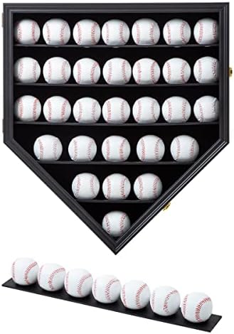 Бејзбол приказ Рамка случај Бејзбол кутија за бејзбол кабинет за бејзбол држачи за 30 топки прикажуваат со заклучување на анти -избледена