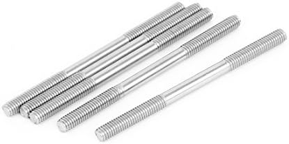 AEXIT M6X90MM 304 нокти, завртки и сврзувачки елементи не'рѓосувачки челик двојно крај навојна завртка за завртки за завртки сребрени ореви