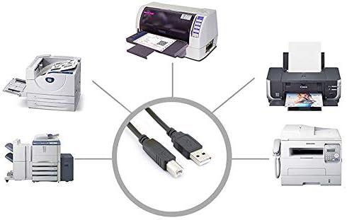 УСБ -печатач Кабел USB 2.0 Тип А машко до Б машки скенер за маж со голема брзина за брат, HP, Canon, Lexmark, Epson, Dell, Xerox,