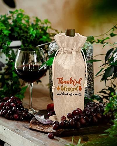 Чанта За Вино За Денот На Благодарноста, Торба За Подароци За Есенско Вино, Благодарна Благодарна Благословена Торба За Покривање Шише Со Вино