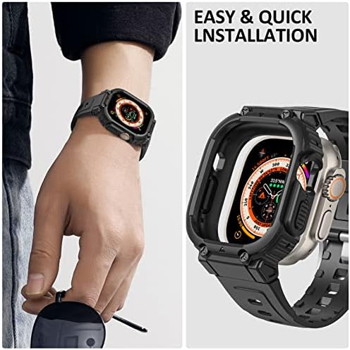 Hatalkin for Apple Watch Ultra Band со Ultra Case 49mm, солиден опсег браник заштитник мажи жени ултра додатоци компатибилни за Apple iwatch