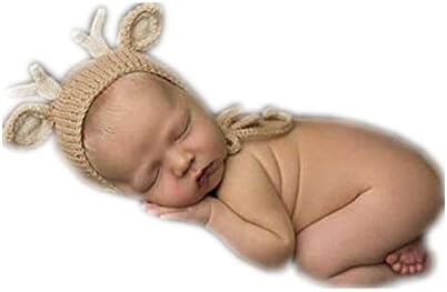 Вемонлас новороденче Фотографија реквизити Божиќни елени заспани капачиња за капачиња од капчиња плетени момчиња девојчиња бебешки фотографии