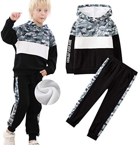 Момци облека Детска качулка младинска џемпер и панталони руно пукач за палење 2 парчиња сет 6-11 години