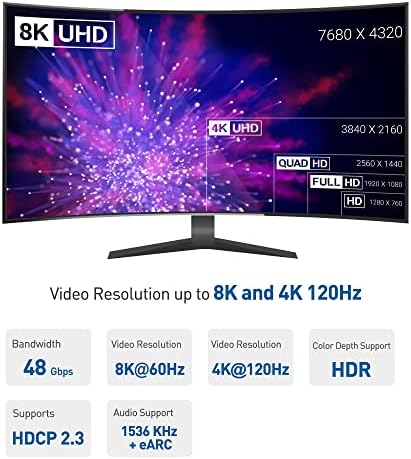 Кабелски работи 2-пакет 270 степени агол машки до женски адаптери од 8K HDMI со 8K@60Hz и 4K@120Hz поддршка во црно
