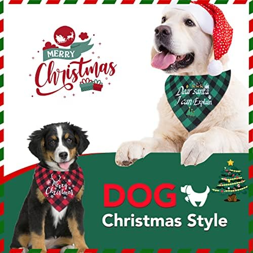 AROIC 6 PCS Божиќна кучиња Бандана, карирано празнично куче бандана шамија бибс kerchief подарок празнични додатоци триаголник