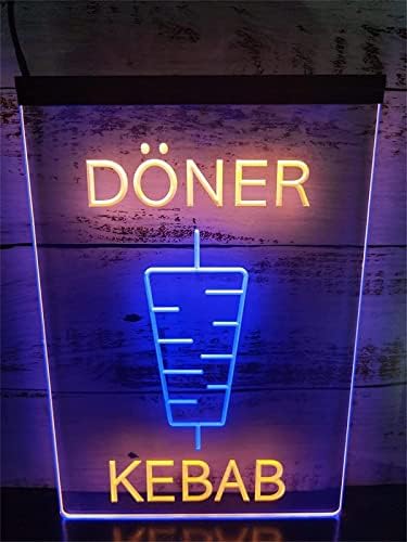 DVTEL Kebab Ресторан Декор Неонски Знак Led Моделирање Светло Прозрачни Букви Табла Акрилни Панел Неонски Декоративни Светлина, 30x40cm