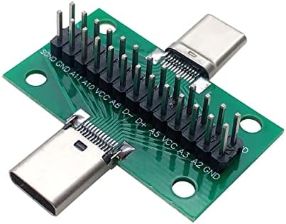 Teansic 2 PCS USB 3.1 Type-C машки до женски тест табла со PCB табла 24 пинови 2,54 mm двострана штекер со конектор за заглавие на пинот