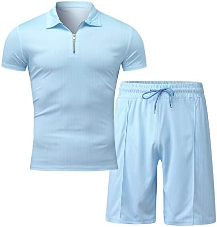 Машка дво-парчиња сет случајна лента со двојно патент јака блуза Краток сет за влечење џебови гроздобер ски-костуми за мажи