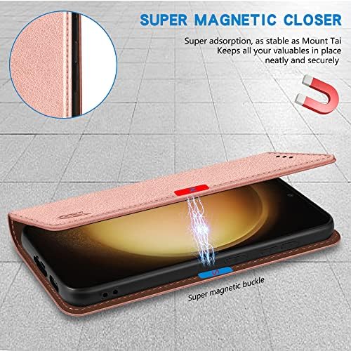 ZZXX Samsung Galaxy S23 Паричник Случај со [Рфид Блокирање] Картичка Слот Стојат Силна Магнетна Кожа Флип Пати Заштитни Телефон Случај