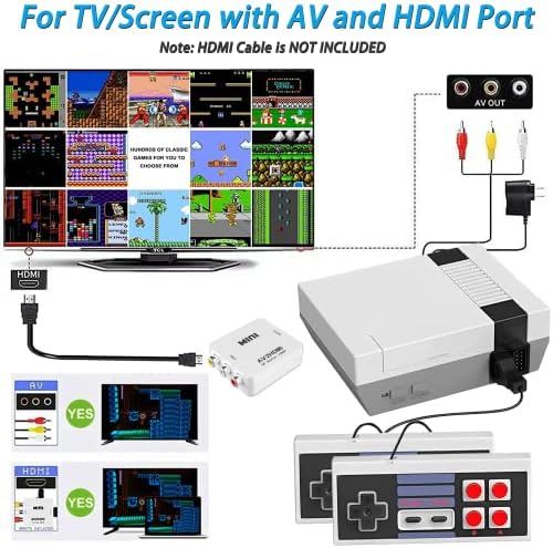 Класична Конзола За Игри, HDMI И AV Излез 8-Битен Систем За Игри Вграден во 620 Видео Игри со 2 Класични Контролори-Приклучок И Игра, Носталгија