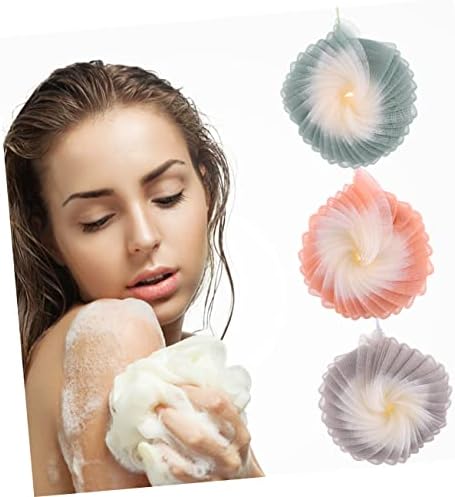 Хемотон 3 парчиња со две бои за чистење топка за бања, чистење на телото, миење природен бања чистач за када, бања сунѓер тело,