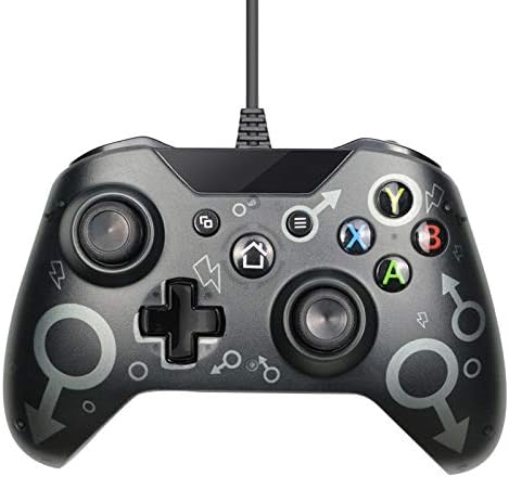 Аубес За Xbox One Контролер Жичен Црн, 7.2 ft Анти-Пречки Жичен USB Gamepad Контролер Двојна Вибрации, Мазна Игри Контролер За Xbox Еден Победи