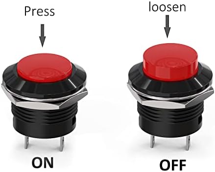 Моментен прекинувач за копче за притискање на Clyxgs, прекинувач за копче Mini Push No Lock Round 16mm 3A 250V AC/6A 125V AC Црвена