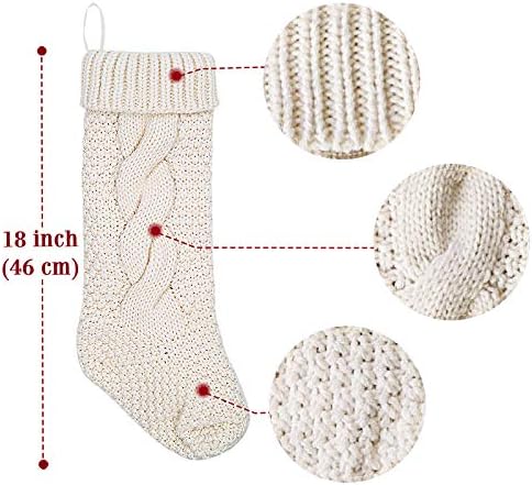 Божиќни чорапи на Лимбриџ, 3 пакувања 18 инчи со голема големина кабел плетена плетена Божиќ Рустикализирана персонализирана декорации за порибување