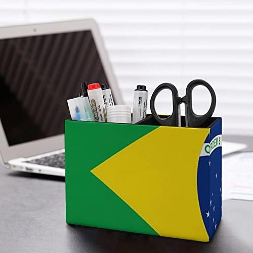 Бразилско знаме држач за молив мултифункционално десктоп пенкало за десктоп канцелариски организатор за канцеларија дома една големина