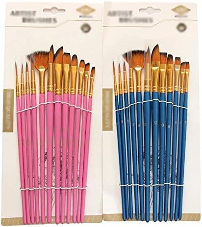 Hnkdd 12pcs/Поставете нова уметничка со различна големина најлонска коса боја четка за масло за масло за сликање DIY акварел пенкало за цртање