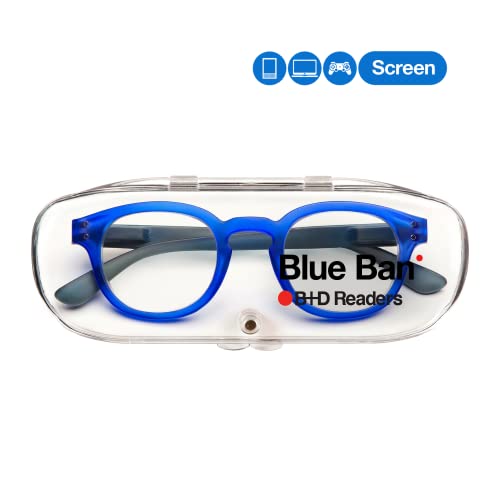 B + D Очила за читање - Читатели на бренд Сина забрана - Материјална рамка и храм: компјутер - храмови со флексибилни - сини леќи за