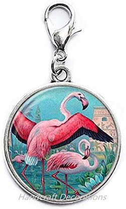 HandcraftDecorations животински накит Фламинго јастог затворач патент Повлечете стакло слика уметност изјава за влечење на зимки за