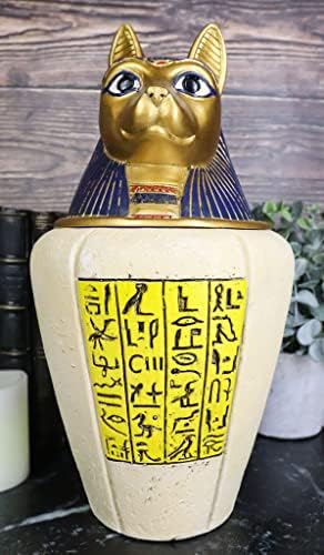 Подарок Од Giftрос Антички Египетски Богови И Божества Бастет Мачка Мачка Со Златни Хиероглифи Канопска Тегла Меморијална Урна