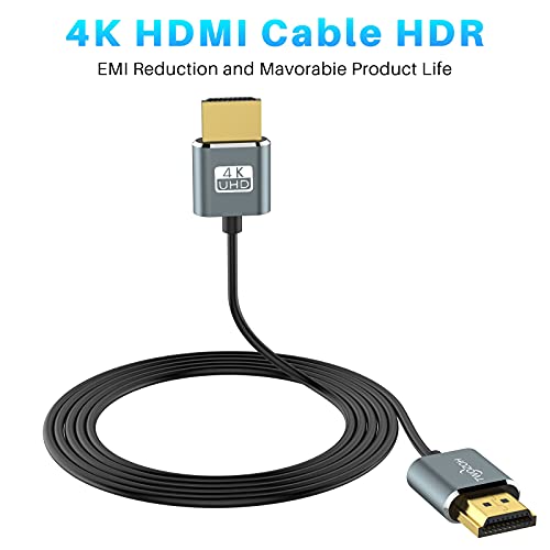 Двозох Ултра Тенок HDMI До HDMI Кабел 5FT, Хипер Тенок HDMI 2.0 Кабел, Екстремно Флексибилен HDMI Кабел Поддршка 3D/4K@60Hz, 2160P, 1080P