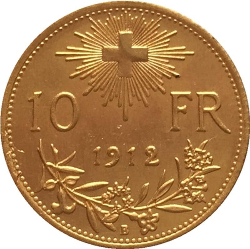 7 различни датуми Швајцарија чисти бакарни златни монети 1911-1922 Антички сребрени доларни монети