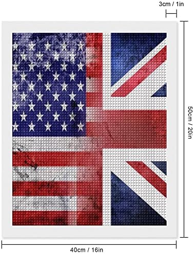 Гроздобер САД и знаме на Велика Британија Декоративни комплети за сликање на дијаманти, смешни 5д DIY целосна вежба дијамантски