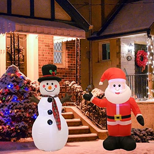 Курала 4 стапки го осветли Божиќниот надувување Дедо Мраз и снежен човек, украси на отворено празнични украси на надувување во дворот