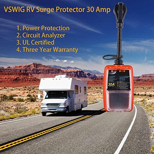 RV Surge Protector 30 засилувач, Surge Surder For Camper со водоотпорни светла/рачки за покривање/индикација, анализатор на струјно