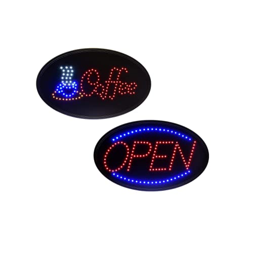 Alpine Industries LED Cafe Cafe Sign & Alpine Industries LED отворен неонски знак за деловен пакет
