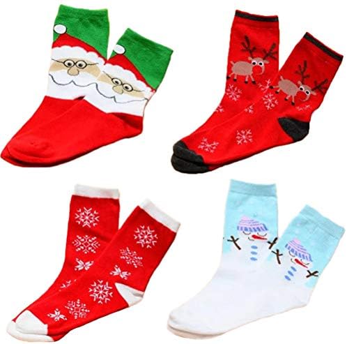 Божиќни чорапи Галпада 4 пара Божиќни чорапи чорапи со средна цевка чорапи зимски цртани филмови чорапи