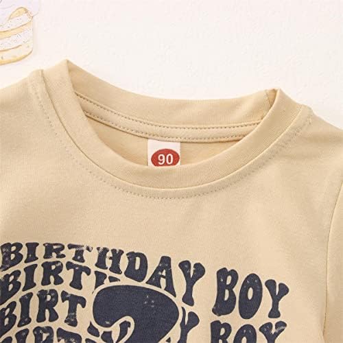 Детето бебе 2-ри роденден момче маица симпатична 2 годишна роденденска печатена кошула случајна кратка ракав Втор роденден Топ ТЕЕ