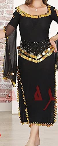 Египетски секси црн стомак фустан, рачно изработен зашиен стомак танц црна костум, ориентална танцова жена, ج جلااTите رقص شرقى